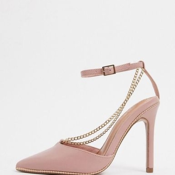 NWT - ASOS - Blush Pink Chain Detail Heels - EU 40 / US 9.5 - Picture 1 of 14